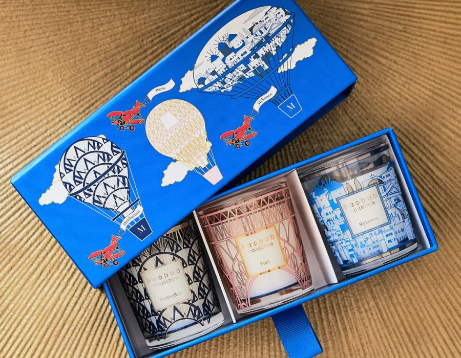 Baobab Collection Duftkerzen TRIO MINI MANHATTAN PARIS MYKONOS