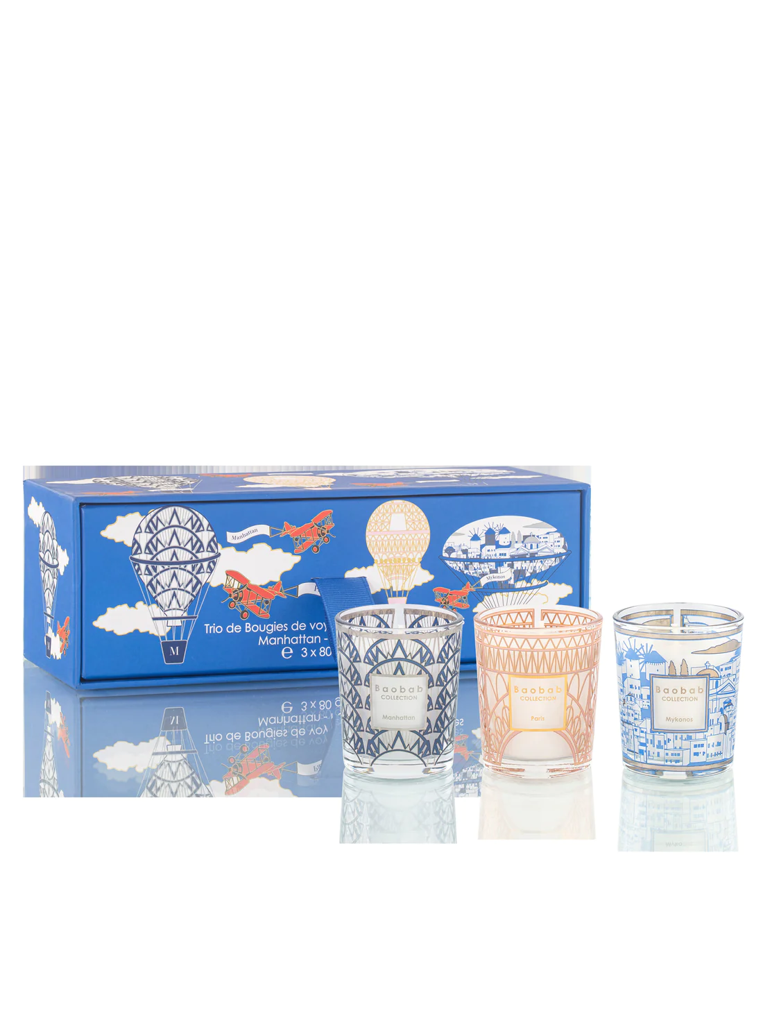 Baobab Collection Duftkerzen TRIO MINI MANHATTAN PARIS MYKONOS