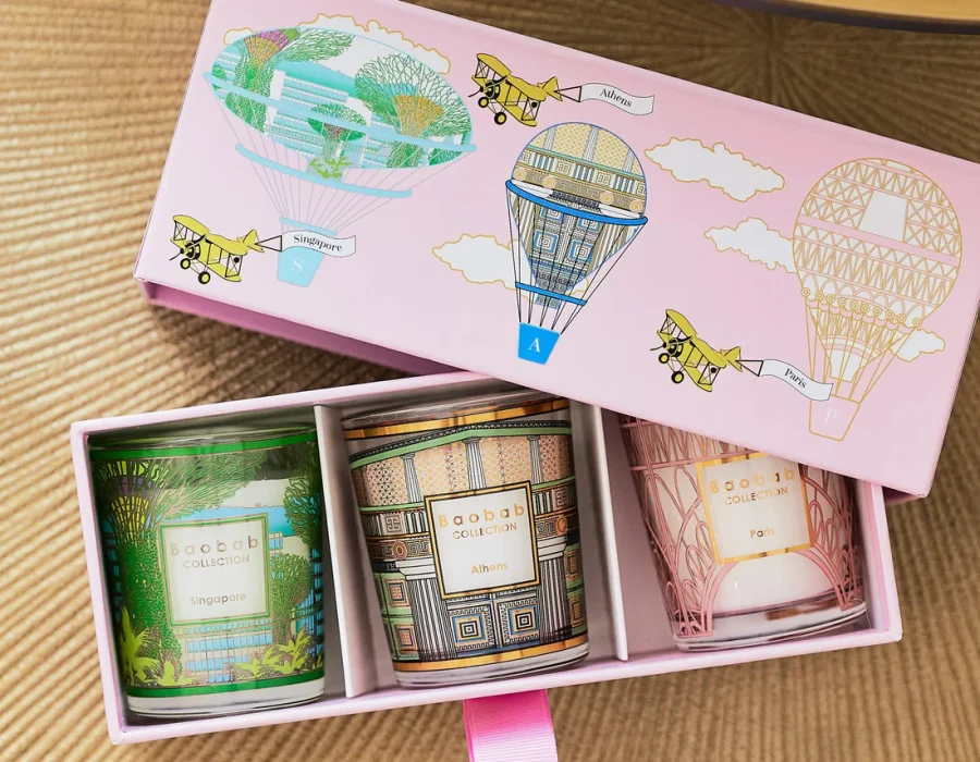 Baobab Collection Duftkerzen TRIO MINI SINGAPORE ATHENS PARIS